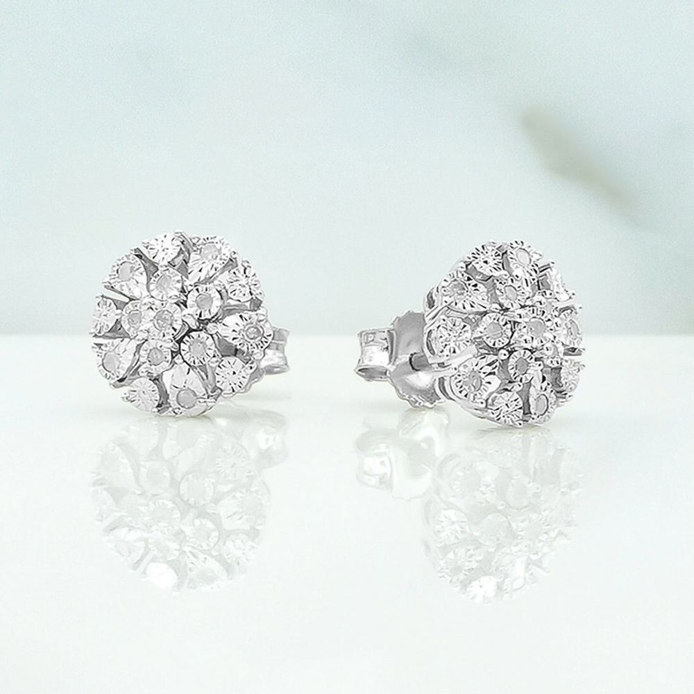 NEW Diamond Flower Burst Earrings - Picture 5 of 9